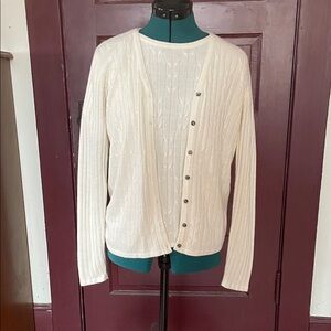 Classic Cream Cable-Knit Cardigan Sweater - Men